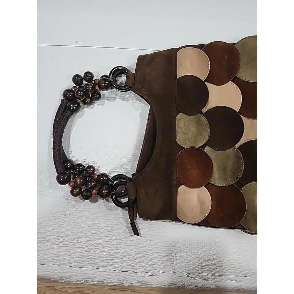 Womens Boho Aldos Faux Leather Wooden Beeded Shoulder Purse Hand Bag - Picture 7 of 9